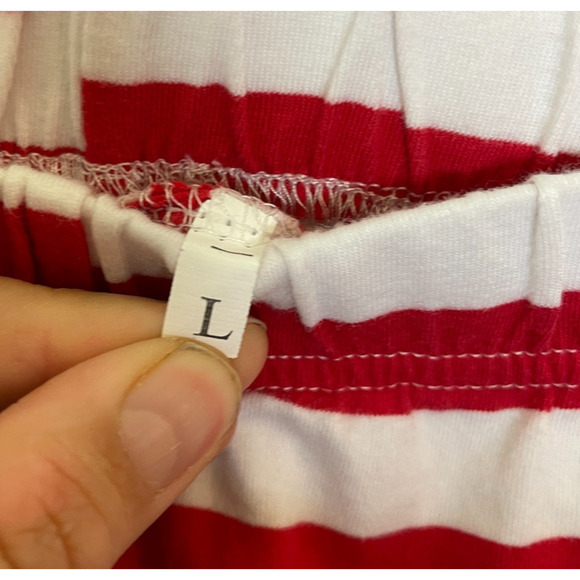 Women's Large Unbranded Red Stripe Cotton/Polyester Pull On Pants - Picture 3 of 4